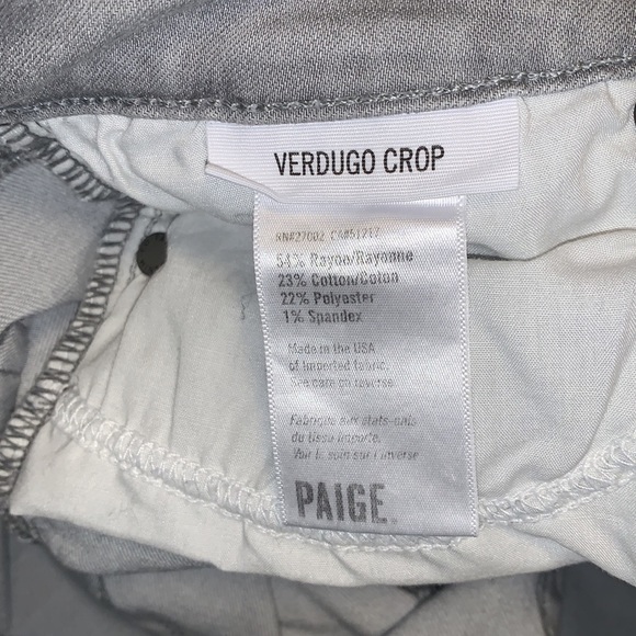 PAIGE “Verdugo Crop” Grey Skinny Jeans - Women’s Size 29 - Picture 7 of 10